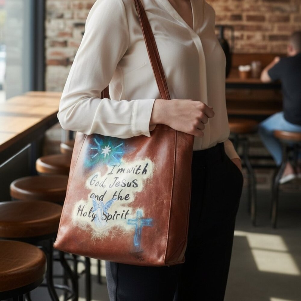 Vegan Leather Tote Bag Sustainable Oversized Neutral Brown Inspirational Purse